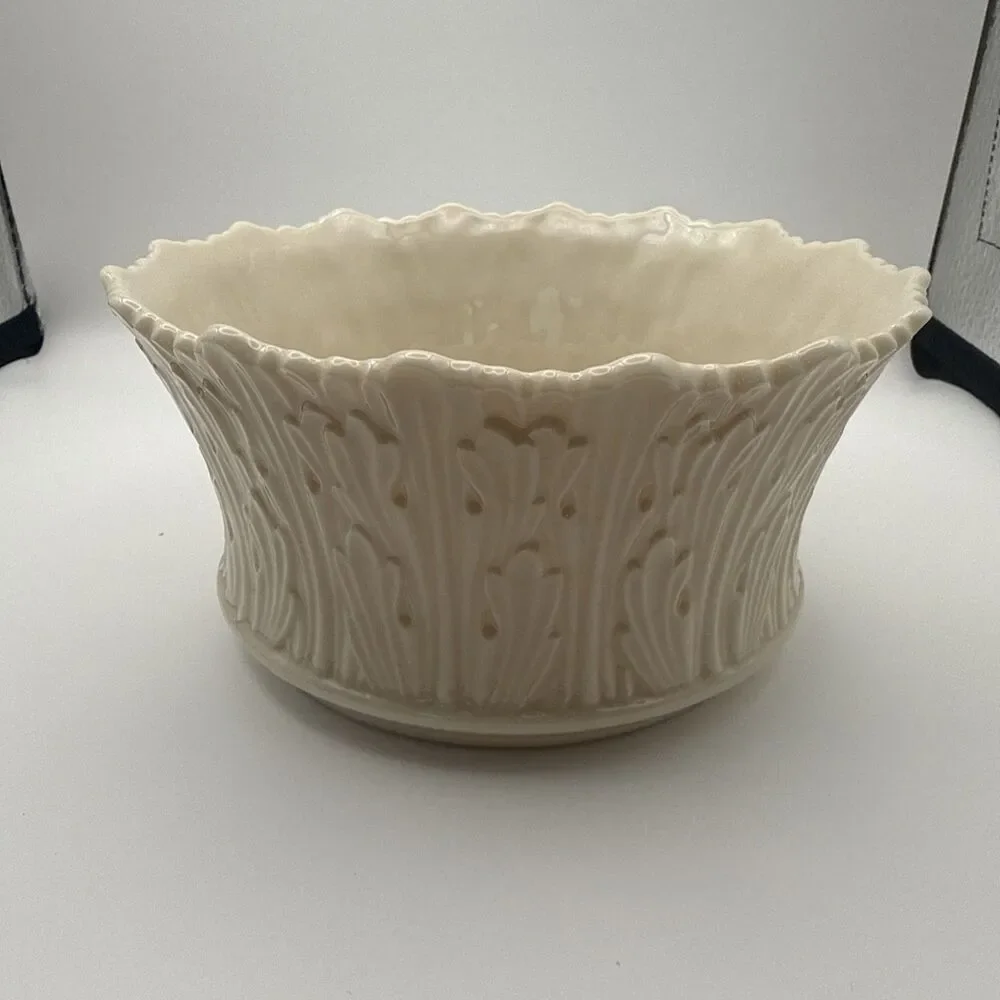 Lenox China Woodland Small Bowl Candy Nut Dish Ivory Scalloped Rim 5